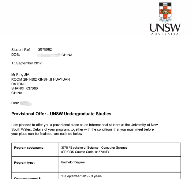 高中毕业一年后成功申请到澳洲三所顶尖大学