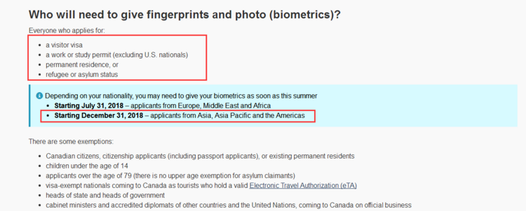 重磅消息！！！加拿大签证生物信息采集的时代即将到来