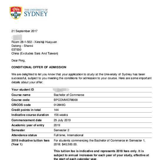 高中毕业一年后成功申请到澳洲三所顶尖大学