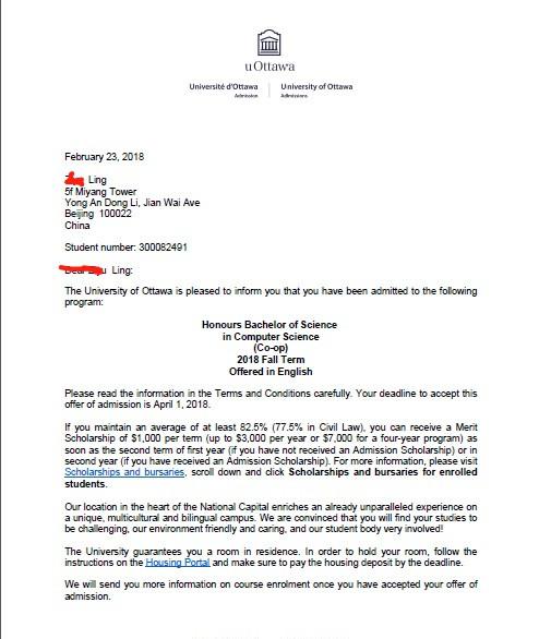 渥太华大学录取案例. 渥太华大学录取案例.