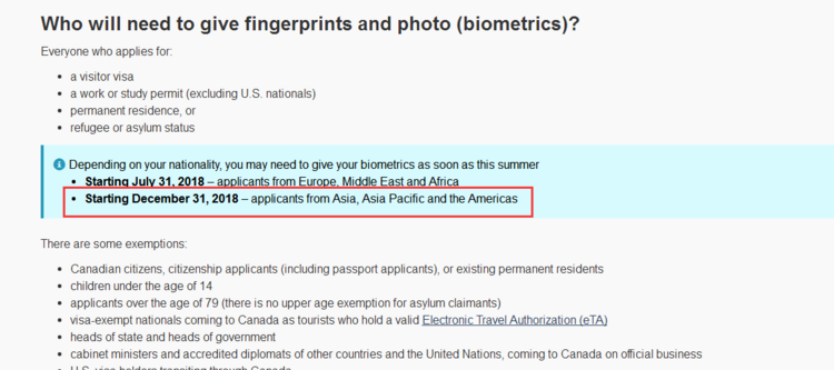 重磅消息！！！加拿大签证生物信息采集的时代即将到来