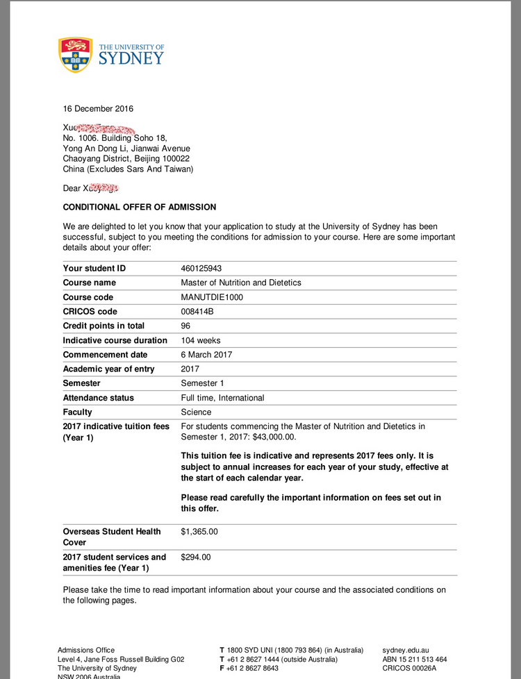 名师助力学生在悉尼大学被拒后再次圆梦