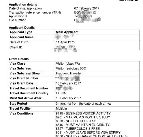 解析：澳洲对华十年访客签证